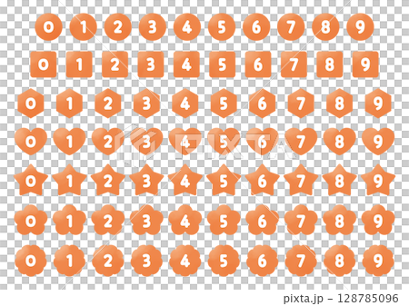 Number icon set_No text_orange Number icon set_No text_orange 128785096