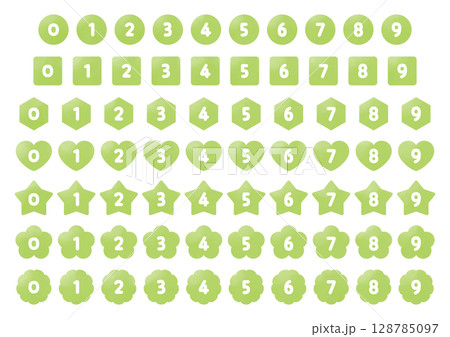 Number icon set_No text_Yellow and green 128785097