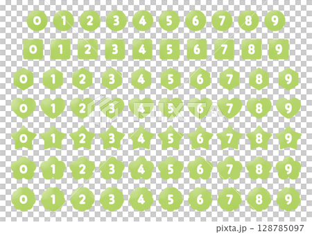 Number icon set_No text_Yellow and green 128785097