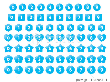 Number icon set_No text_light blue 128785101