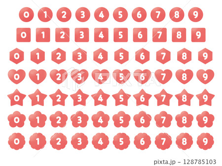 Number icon set_No text_red Number icon set_No text_red 128785103