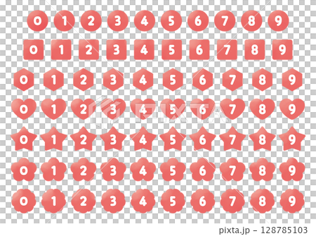 Number icon set_No text_red Number icon set_No text_red 128785103