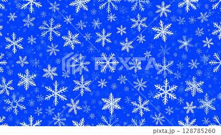 Blue Christmas background with seamless snowflake pattern and icy decorations perfect for winter holiday celebrations 128785260