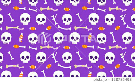 Seamless retro vector pattern with cute cartoon Easter eggs, flowers, and decorations perfect for baby wallpaper design Seamless retro vector pattern with cute cartoon Easter eggs, flowers, and decorations perfect for baby wallpaper design 128785498