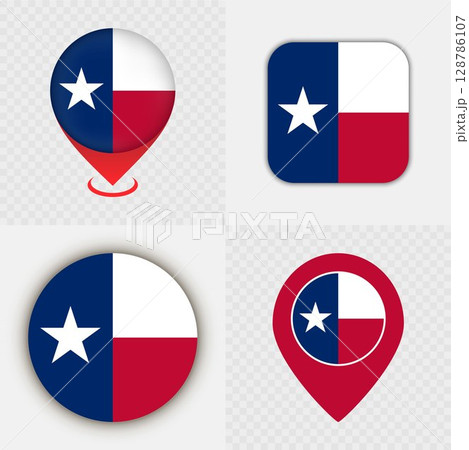 Set of Texas State Flag Icons and Map Pins.のイラスト素材 [128786107] - PIXTA