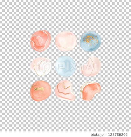 Colorful makeup powder sphere icons with a round cosmetic button design Colorful makeup powder sphere icons with a round cosmetic button design 128786203