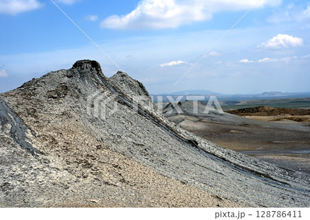 Mud volcano at Gobustan national park erupt. Azerbaijan 128786411