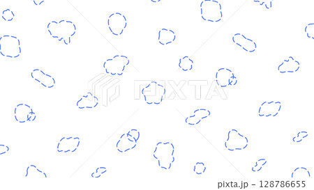 破線のシンプルウェーブ図形模様パターン　PNG 青 128786655