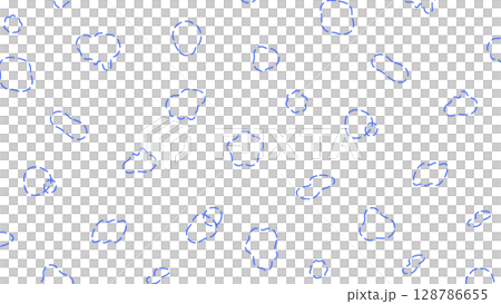 破線のシンプルウェーブ図形模様パターン　PNG 青 128786655