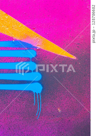Vibrant Street Art in Neon Blue, Pink, Orange for 80s Retro Design Vibrant Street Art in Neon Blue, Pink, Orange for 80s Retro Design 128786682