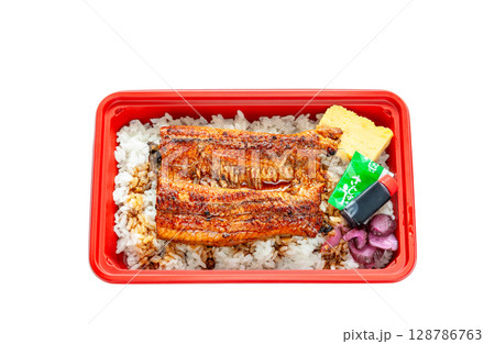 持ち帰りの鰻の蒲焼き弁当【白背景・切り抜き】 128786763