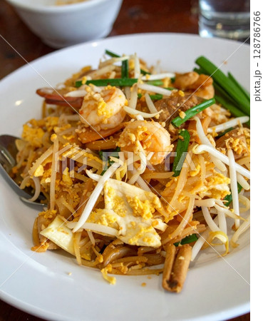 Pad thai in a bowl on the table Thai food Pad thai in a bowl on the table Thai food 128786766