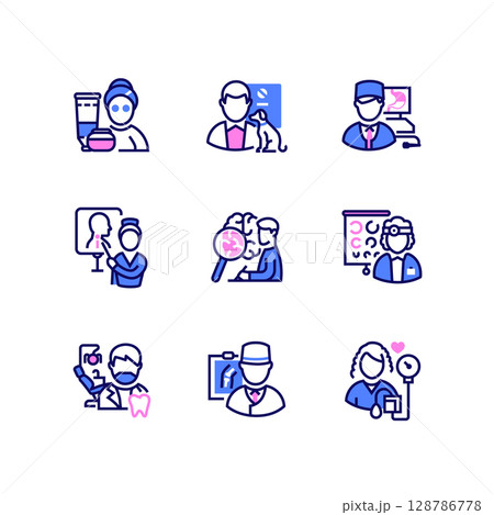 Medical professions - line design style icons set 128786778