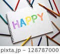 HAPPYの文字とスケッチブック 128787000