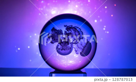 ガラス玉に入ったクラゲ 128787013