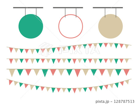 飲食店の看板とガーランド　お洒落なお店の必須アイテムです 128787513