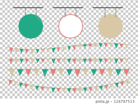 飲食店の看板とガーランド　お洒落なお店の必須アイテムです 128787513