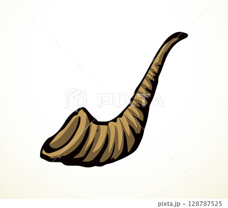 Vector drawing. Jewish ritual horn shofar Vector drawing. Jewish ritual horn shofar 128787525