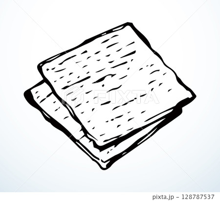 Vector drawing. Two slices of unleavened bread 128787537
