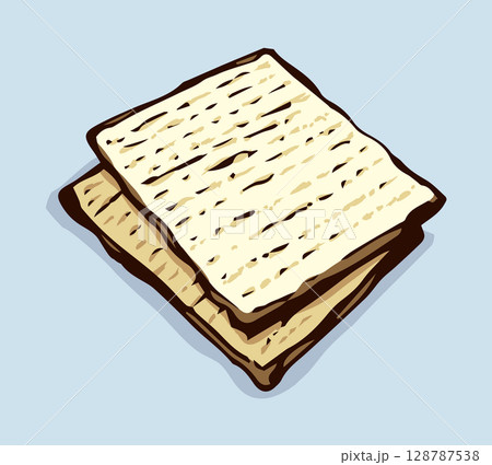 Vector drawing. Two slices of unleavened bread Vector drawing. Two slices of unleavened bread 128787538