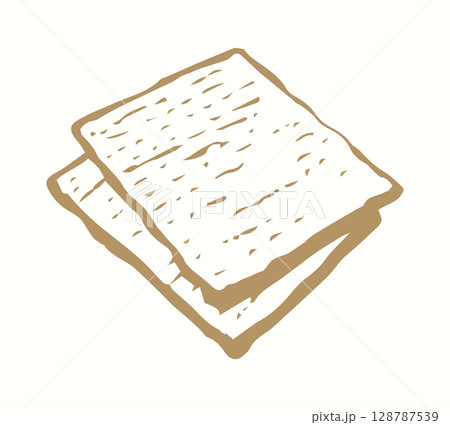Vector drawing. Two slices of unleavened bread Vector drawing. Two slices of unleavened bread 128787539