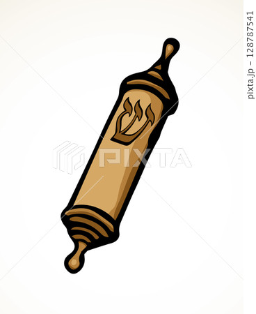 Vector drawing. Jewish box with torah. Mezuzah 128787541
