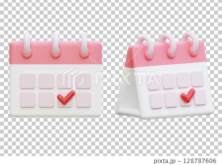 cartoon style menstrual cycle Tracker calendar 3D graphic 128787606