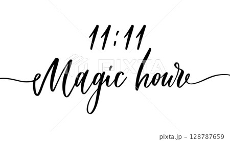Mystical Calligraphy 11:11 Magic Hour. Angel Number Handwritten Script for Spiritual Design. 128787659