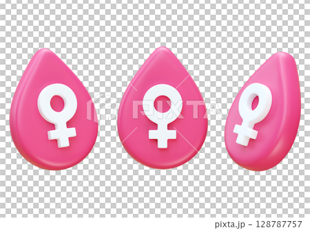 cartoon style Feminine Symbol in Pink Droplet 3D graphic cartoon style Feminine Symbol in Pink Droplet 3D graphic 128787757