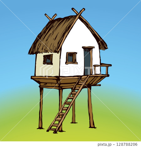 Hut on legs. Vector drawing Hut on legs. Vector drawing 128788206