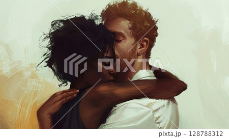 Tender moment frozen in time, capturing the essence of love and connection 128788312