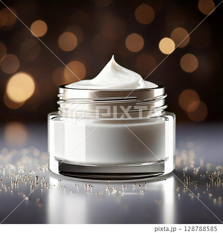 Face cream jar on white background. cosmetic products. studio lighting. AI Generated. 128788585