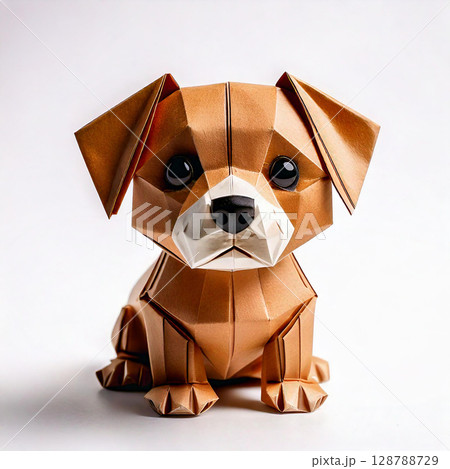 Animal dog concept origami. paper craft. AI Generated. 128788729