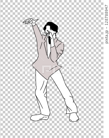 マイクを持って歌いながら踊るアーティスト 128788947