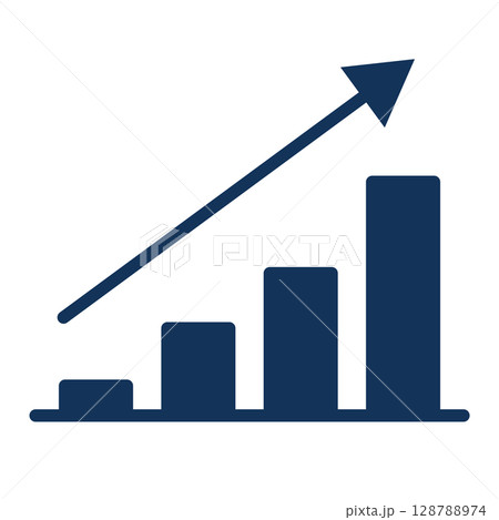 紺色上昇グラフアイコン 紺色上昇グラフアイコン 128788974