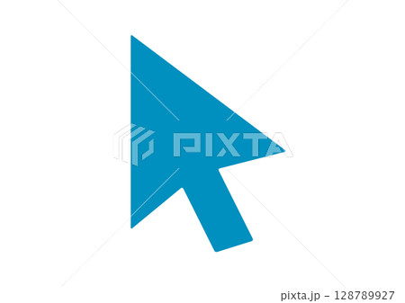 青いマウスポインタの単体イラスト 128789927