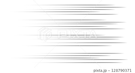Speed line anime fast effect, manga horizontal motion strips. Comic quick halftone movement. Abstract gradient.  128790371