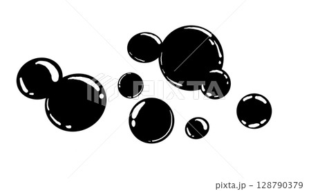 Bubbles fizzy foam doodle sketch hand drawn. Line shampoo bubbles, champagne gas linear. Water balls. sparkles. 128790379