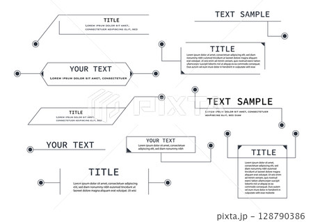 Text box frame, title callout tech hud border menu, modern line interface board. Set game elements, web design template for text, banner. 128790386