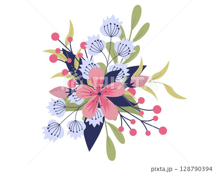 Set of floral branch. Wedding concept with flowers. Floral poster, invite. Vector arrangements for greeting card or invitation design 128790394