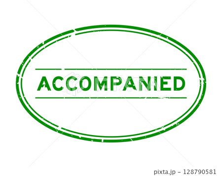 Grunge green accompanied word oval rubber seal stamp on white background Grunge green accompanied word oval rubber seal stamp on white background 128790581