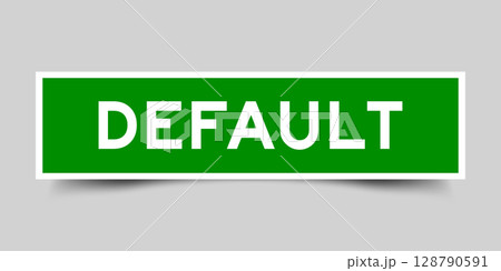 Green color square shape sticker label with word default on gray background Green color square shape sticker label with word default on gray background 128790591