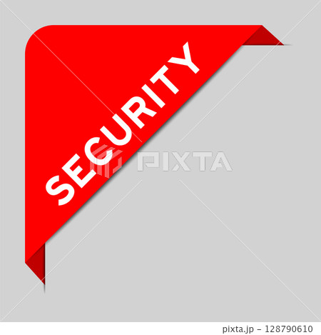 Red color of corner label banner with word secuirty on gray background Red color of corner label banner with word secuirty on gray background 128790610