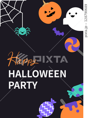 Halloween party poster design Vector illustration 128790689