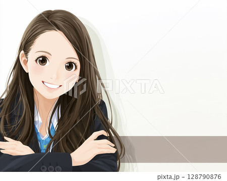 笑顔のビジネスウーマンのイラスト素材 128790876