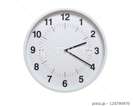 Simple white analog wall clock showing exactly 02:20 or 14:20. suitable for concepts like deadline, start or end of time. Isolated on a clean white background. Simple white analog wall clock showing exactly 02:20 or 14:20. suitable for concepts like deadline, start or end of time. Isolated on a clean white background. 128790970