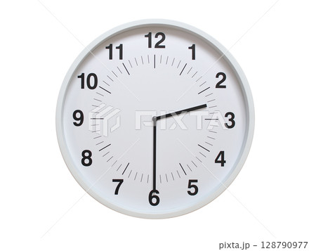 Simple white analog wall clock showing exactly 02:30 or 14:30. suitable for concepts like deadline, start or end of time. Isolated on a clean white background. Simple white analog wall clock showing exactly 02:30 or 14:30. suitable for concepts like deadline, start or end of time. Isolated on a clean white background. 128790977
