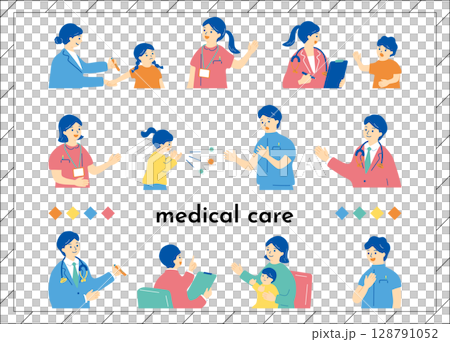 医療従事者と小児患者 128791052