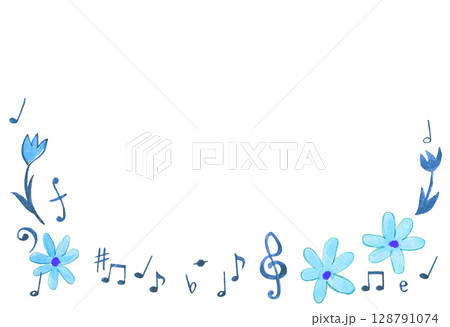水彩絵の具で描いた音楽イメージの背景 水彩絵の具で描いた音楽イメージの背景 128791074
