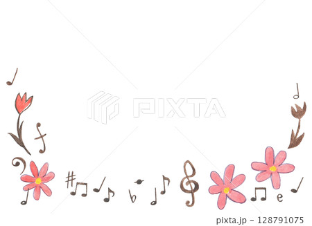 水彩絵の具で描いた音楽イメージの背景 水彩絵の具で描いた音楽イメージの背景 128791075